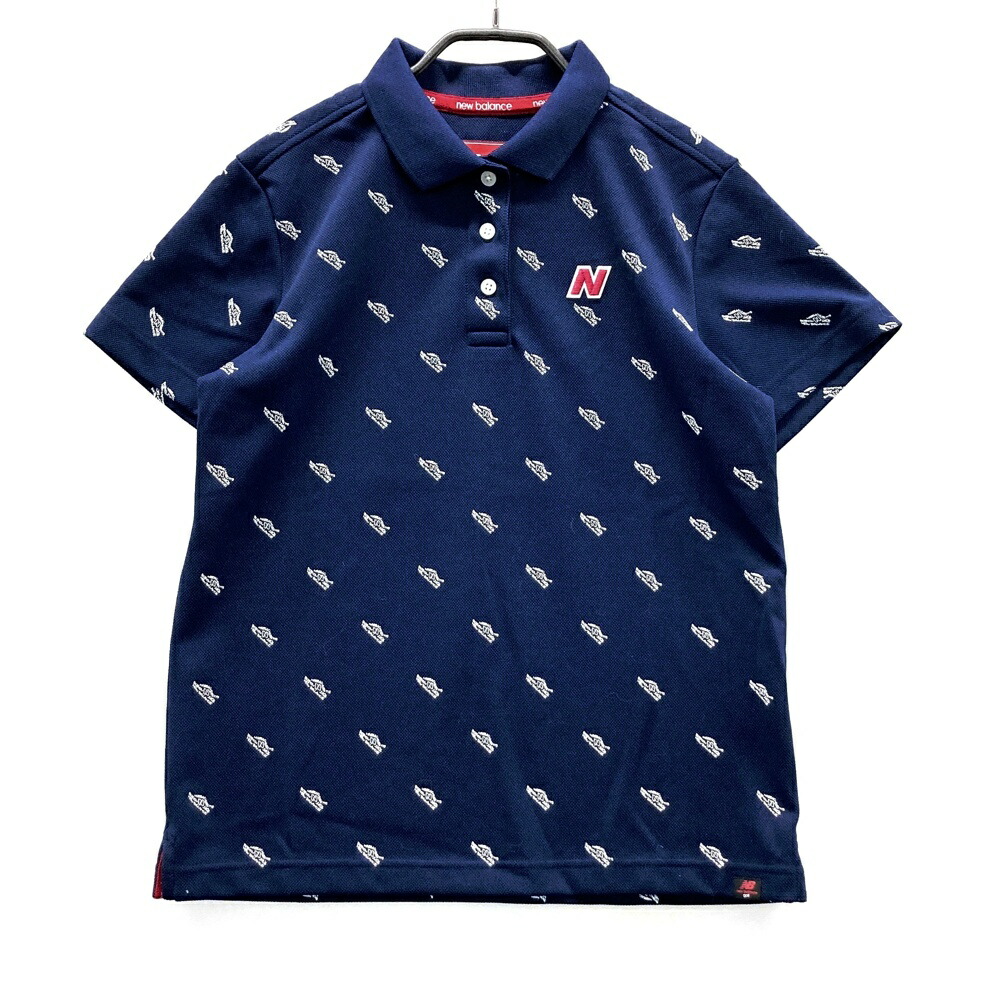 NEW BALANCE GOLF ニューバランス 半袖ポロシャツ ロゴ柄 ネイビー系 2 【中古】ゴルフウェア レディース