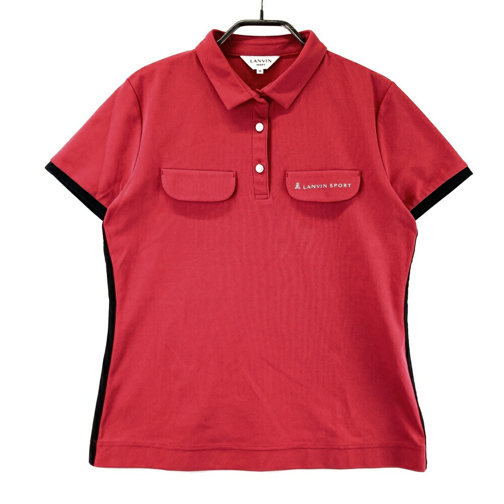 LANVIN SPORT ランバン スポール 半袖ポロシャツ レッド系 40 【中古】ゴルフウェア レディース