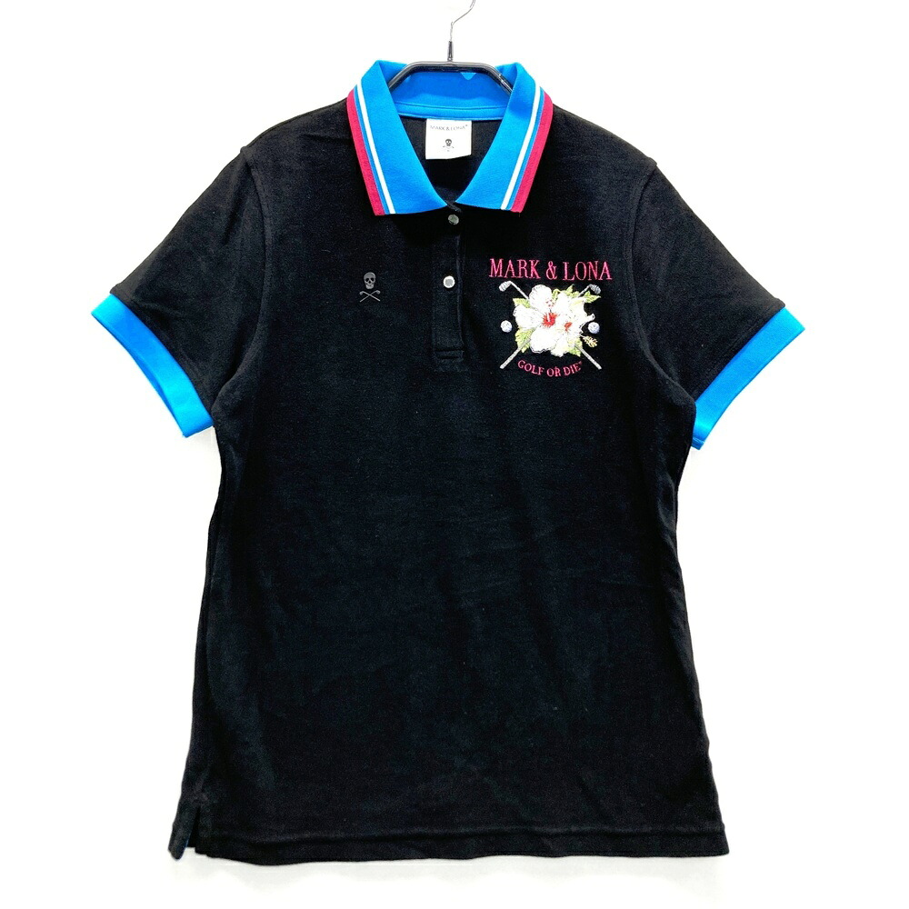 MARK&LONA マークアンドロナ 半袖ポロシャツ ブラック系 40 【中古】ゴルフウェア レディース