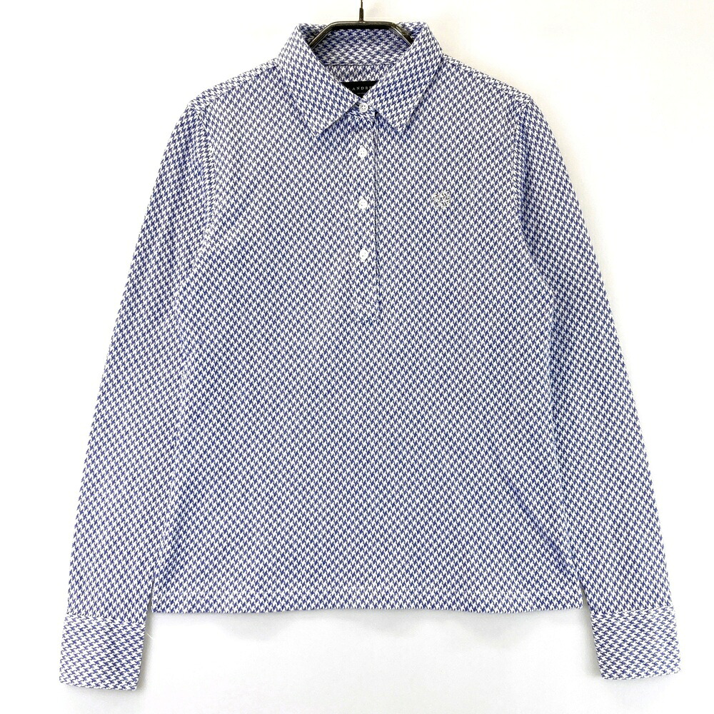 ST ANDREWS セントアンドリュース 長袖ポロシャツ 総柄 ネイビー系 M 【中古】ゴルフウェア レディース
