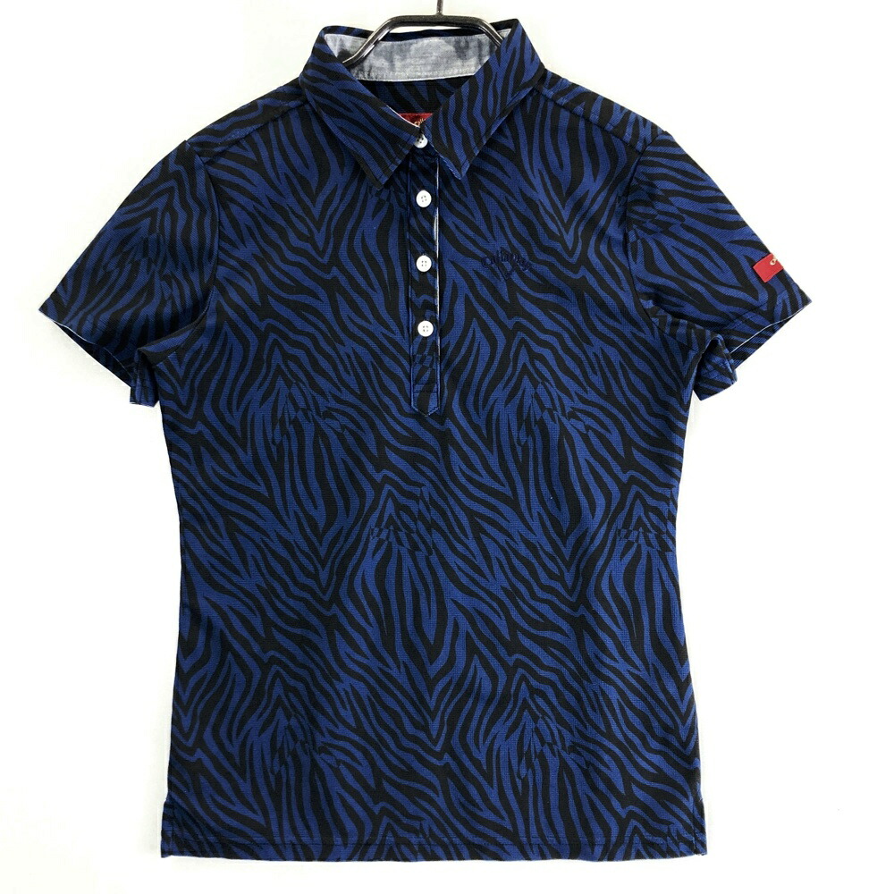 CALLAWAY キャロウェイ 半袖ポロシャツ ゼブラ柄 ネイビー系 M 【中古】ゴルフウェア レディース