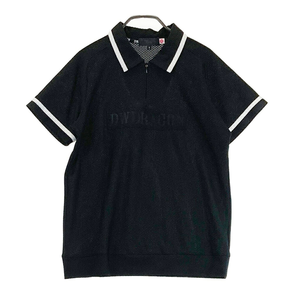 DANCE WITH DRAGON ダンスウィズドラゴン 半袖ハーフジップポロシャツ メッシュ ブラック系 3 【中古】ゴルフウェア レディース