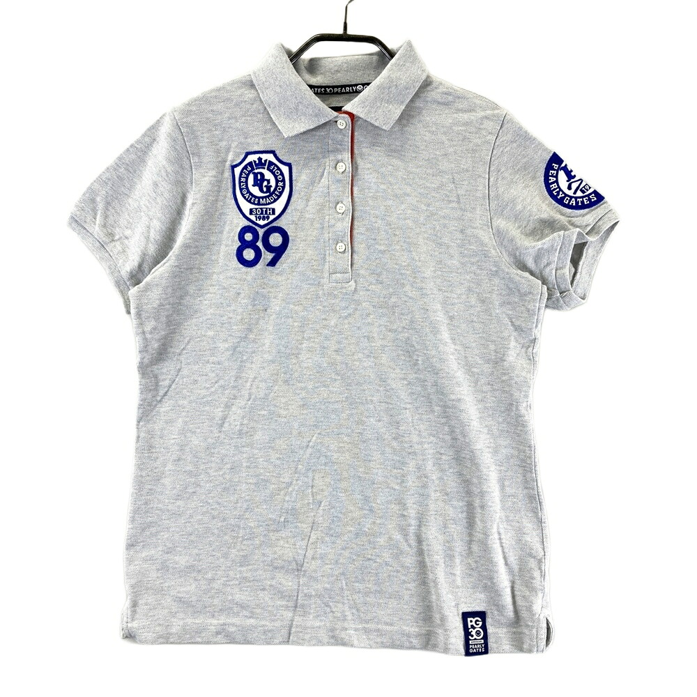 PEARLY GATES パーリーゲイツ 30周年 半袖ポロシャツ グレー系 2 【中古】ゴルフウェア レディース