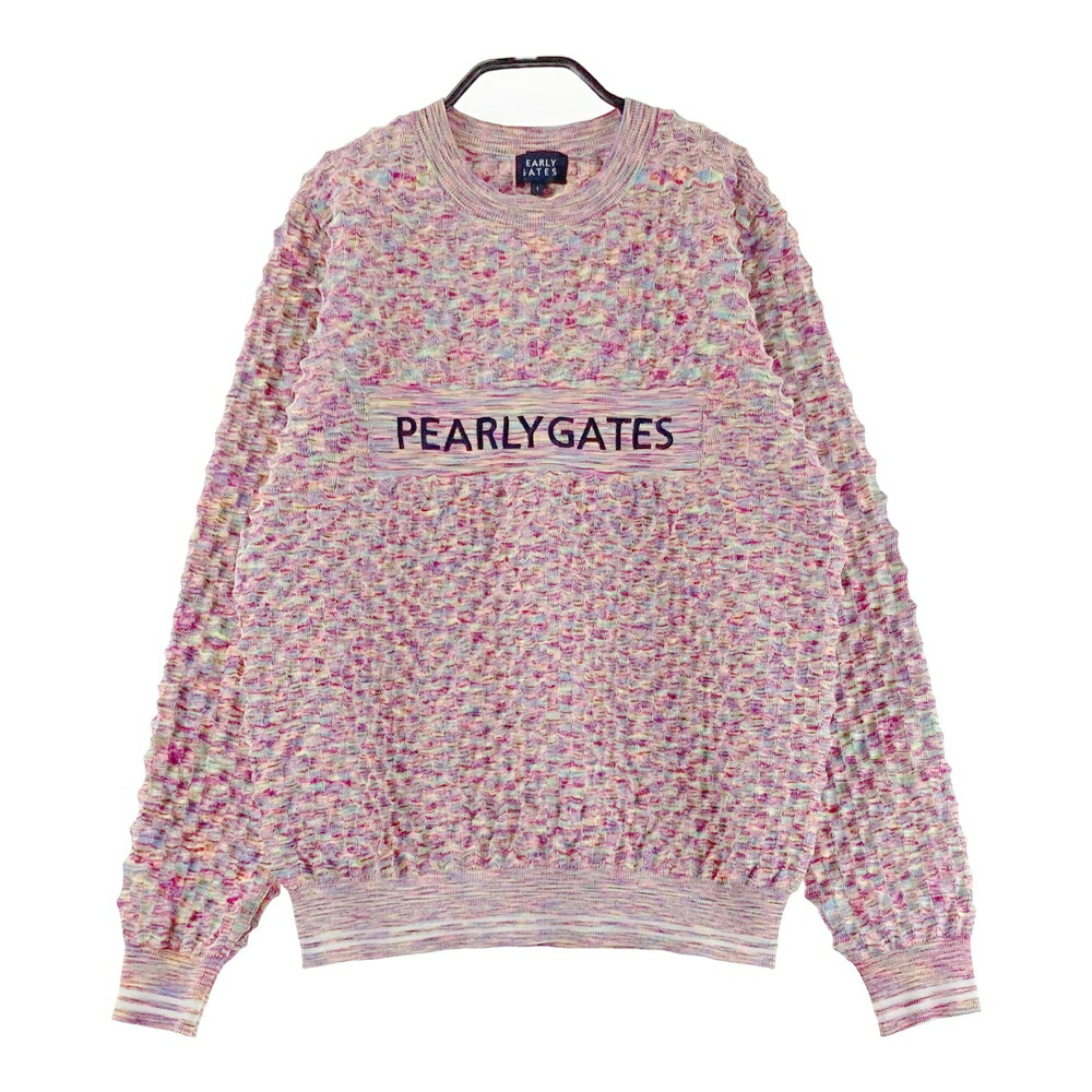 PEARLY GATES パーリーゲイツ 2024年模範例 凸凹編み 編み物スウェーター  サクラ色系 1 【中古】ゴルフ御召しもの レディース