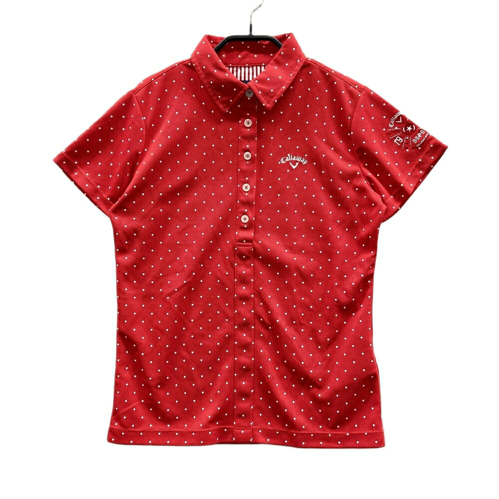 CALLAWAY キャロウェイ 半袖ポロシャツ ドット柄 レッド系 M 【中古】ゴルフウェア レディース