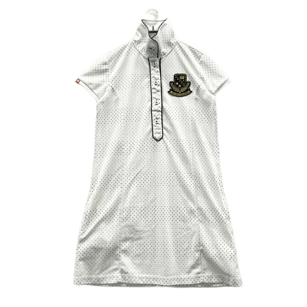 FILA GOLF フィラゴルフ 半袖ワンピース ラインストーン ドット柄 ホワイト系 M 【中古】ゴルフウェア レディース