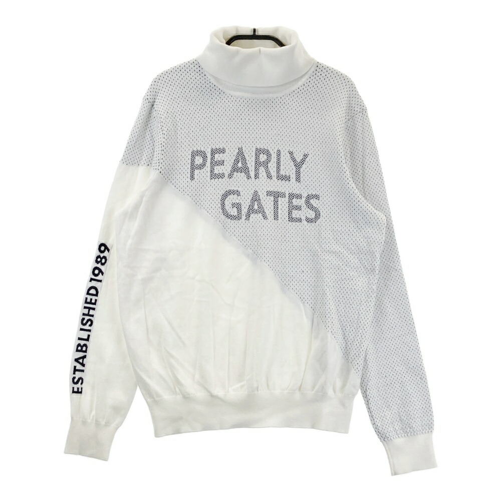 PEARLY GATES パーリーゲイツ 2024年ひな形 ハイネック 長袖 編み物プルオーバー  白いこと系 2 【中古】ゴルフ御召しもの レディース