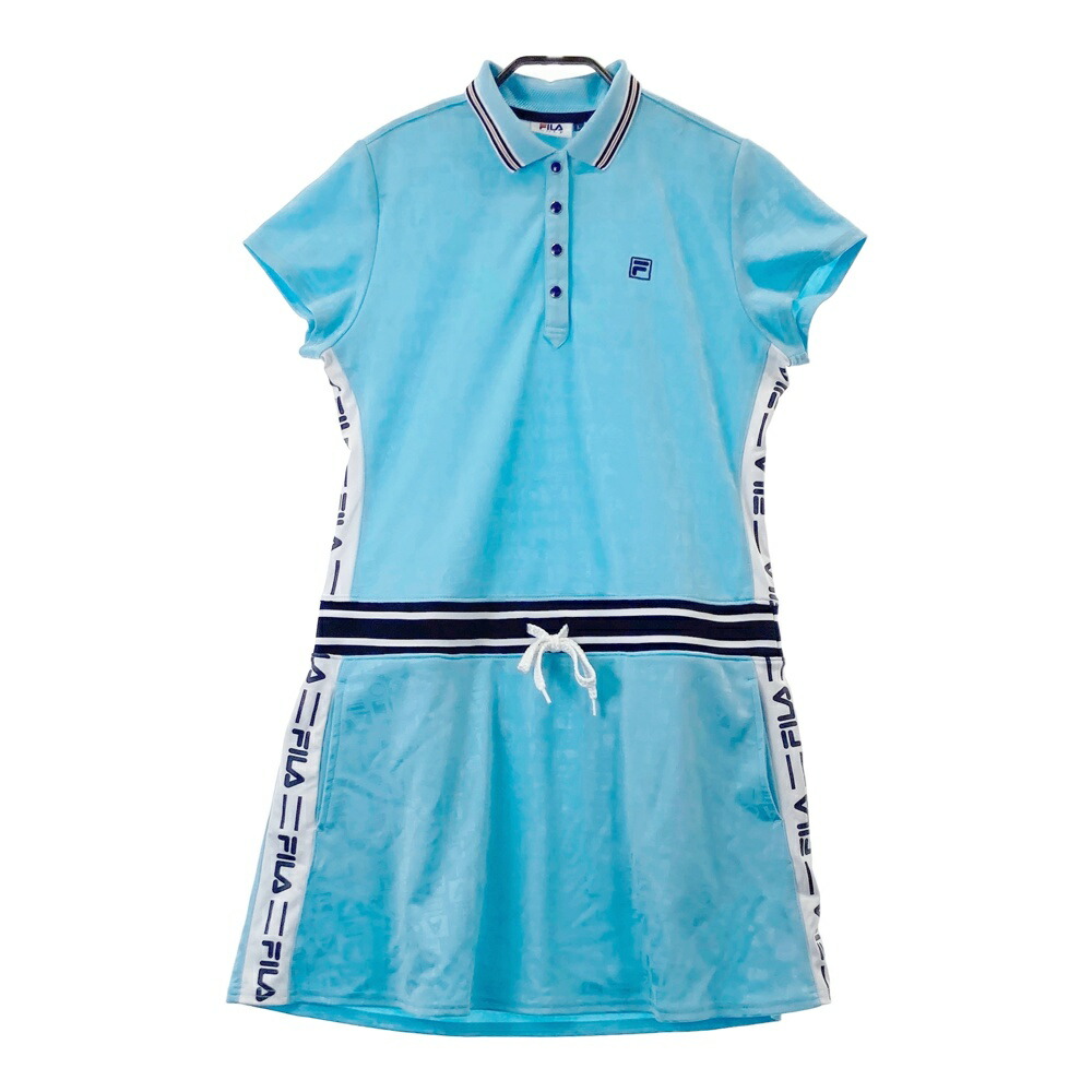 FILA GOLF フィラゴルフ 半袖ワンピース 総柄 ブルー系 L 【中古】ゴルフウェア レディース