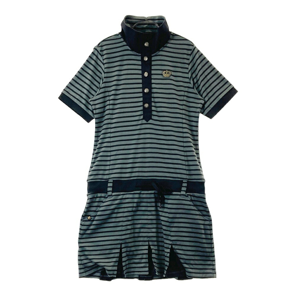 FILA GOLF フィラゴルフ 半袖ワンピース ボーダー柄 グレー系 【中古】ゴルフウェア レディース