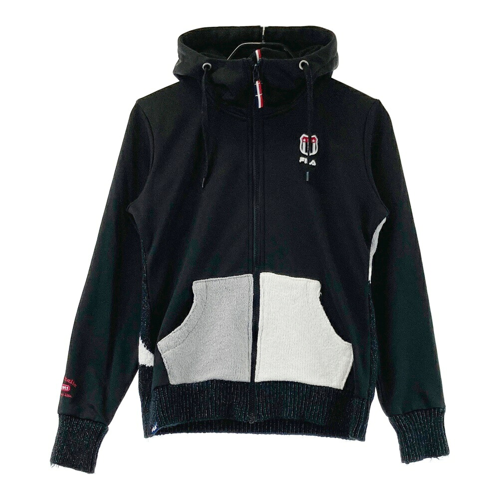 FILA GOLF フィラゴルフ ニット切替 ジップパーカー ブラック系 L 【中古】ゴルフウェア レディース