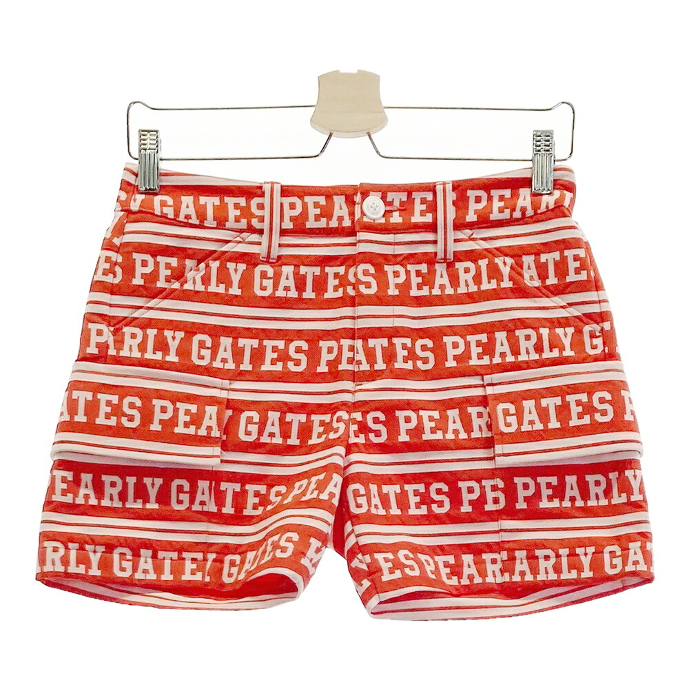 PEARLY GATES パーリーゲイツ 2024年 ショートパンツ ロゴ総柄 レッド系 0 【中古】ゴルフウェア レディース