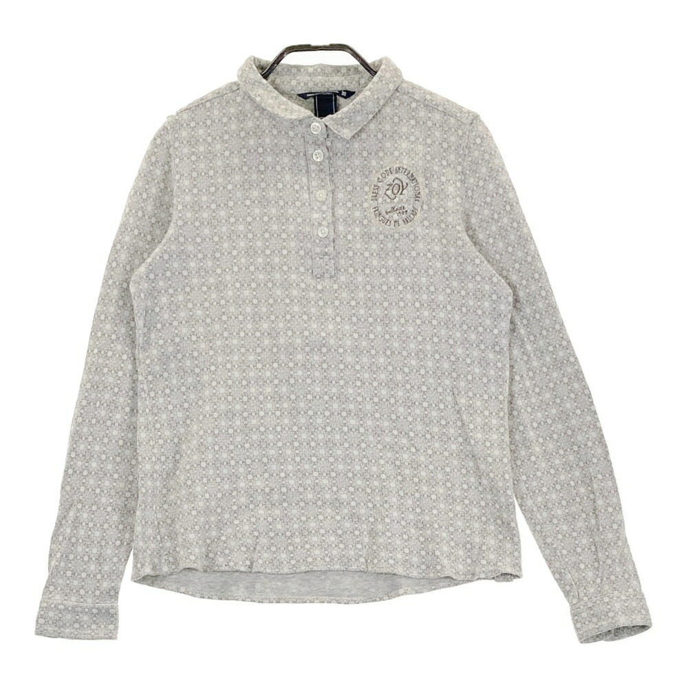 ZOY ゾーイ 長袖ポロシャツ 総柄 ベージュ系 38 【中古】ゴルフウェア レディース