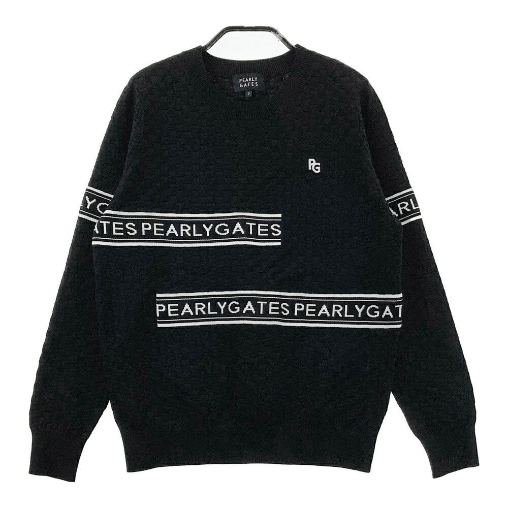 PEARLY GATES パーリーゲイツ 2024年模範例 長袖編み物スウェーター  黒いこと系 0 【中古】ゴルフ御召しもの レディース