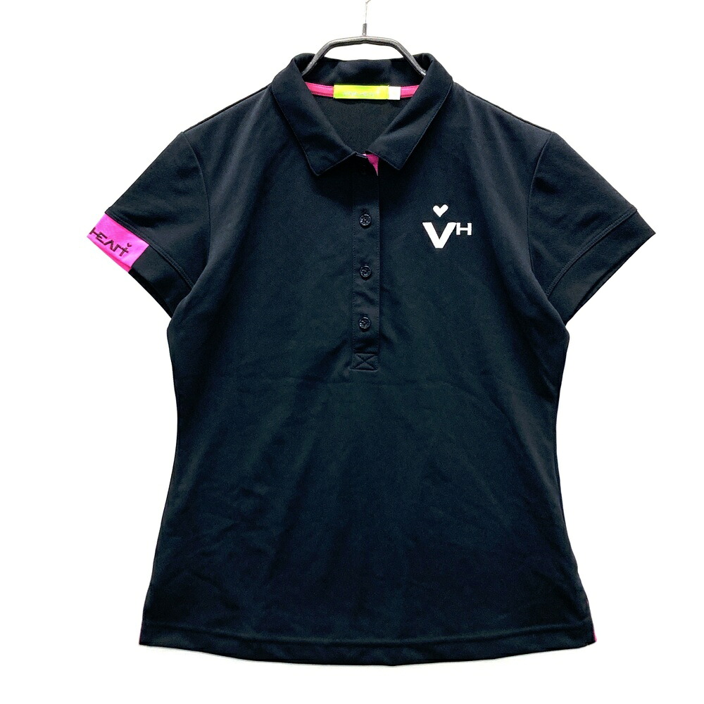 VIVA HEART ビバハート 半袖ポロシャツ ブラック系 40 【中古】ゴルフウェア レディース