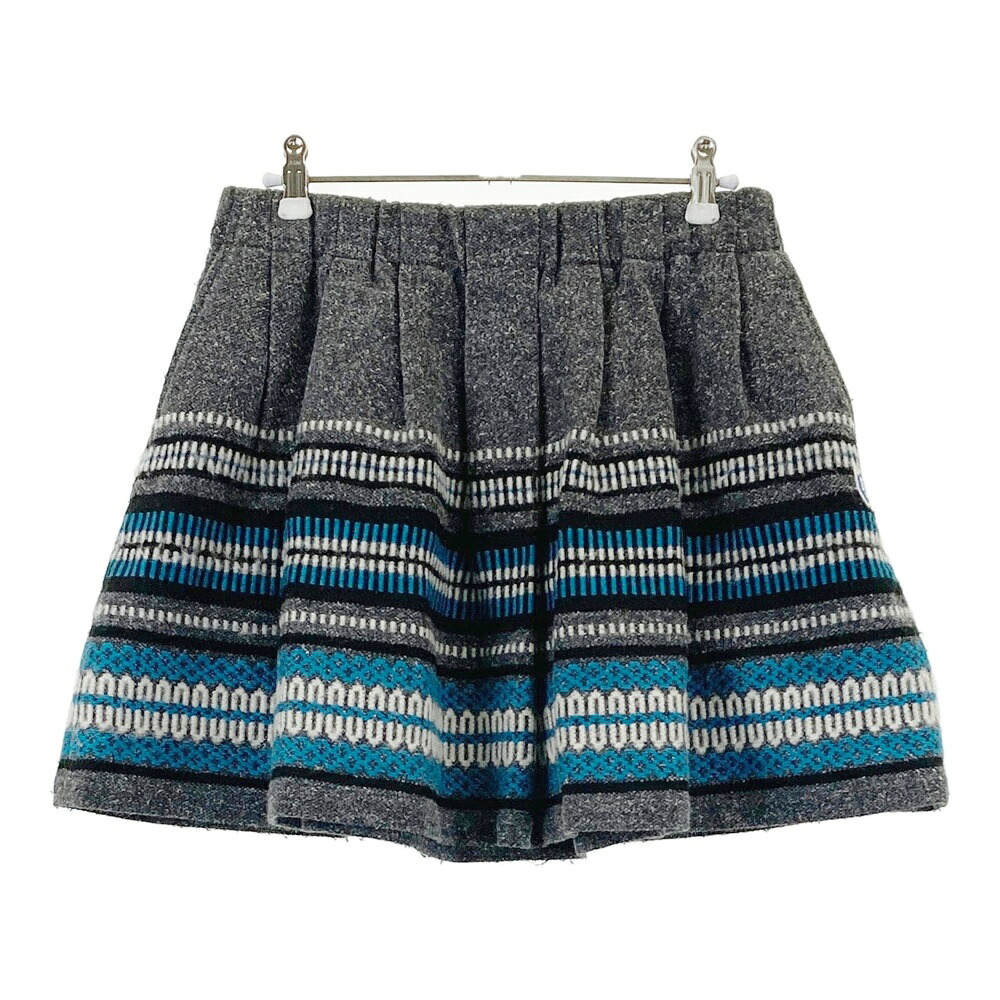 PEARLY GATES パーリーゲイツ ニットフレアスカート ボーダー柄 グレー系 1 【中古】ゴルフウェア レディース