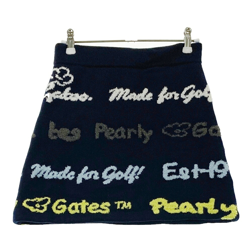PEARLY GATES パーリーゲイツ ;2025年青写真 羊毛混 スコート ロゴタイプ柄 米国海軍系 0 【中古】ゴルフお召しもの レディース