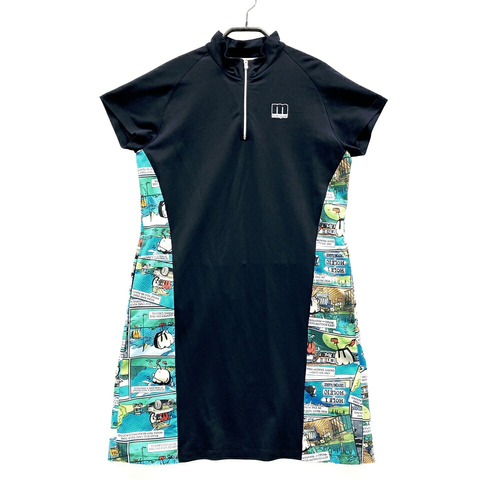 MUNSING WEAR マンシングウェア 2023年モデル 半袖ワンピース サイドライン ネイビー系 M 【中古】ゴルフウェア レディース