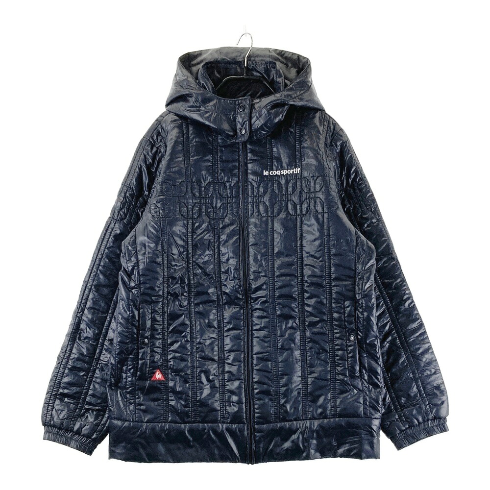 LE COQ GOLF ルコックゴルフ フード着脱 中綿ジャケット ネイビー系 M 【中古】ゴルフウェア レディース