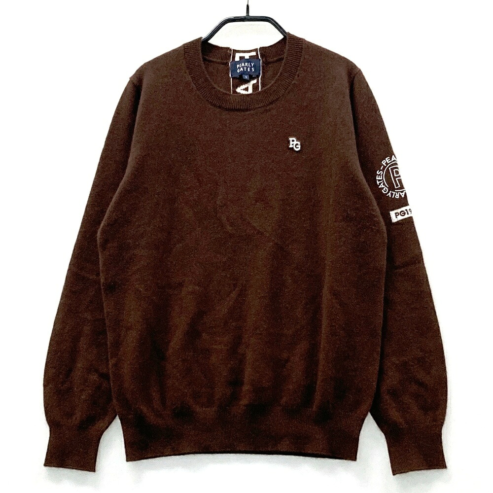 PEARLY GATES パーリーゲイツ 2023年模範例 長袖編み物スウェーター カシミール  赤銅色系 0 【中古】ゴルフ御召しもの レディース