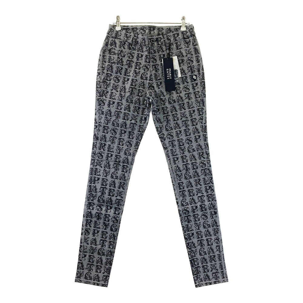 PEARLY GATES パーリーゲイツ ストレッチロングパンツ 総柄 ブラック系 0 【中古】ゴルフウェア レディース