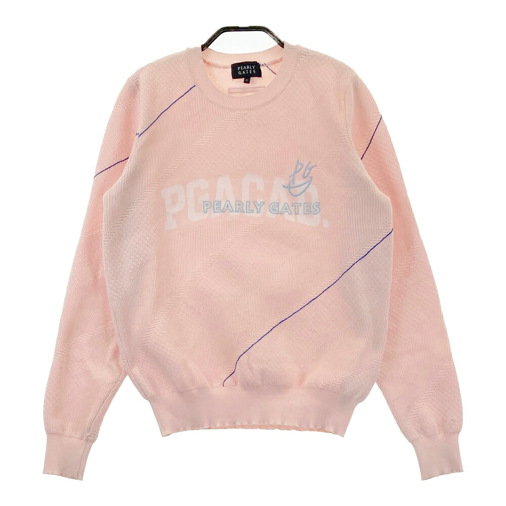 PEARLY GATES パーリーゲイツ 2025年模範例 編み物スウェーター  サクラ色系 0 【中古】ゴルフ御召しもの レディース