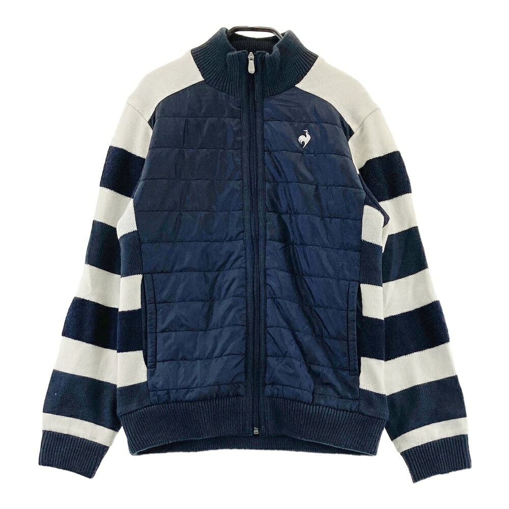 LE COQ GOLF ルコックゴルフ 中綿切替 ニットジャケット ネイビー系 LL 【中古】ゴルフウェア レディース