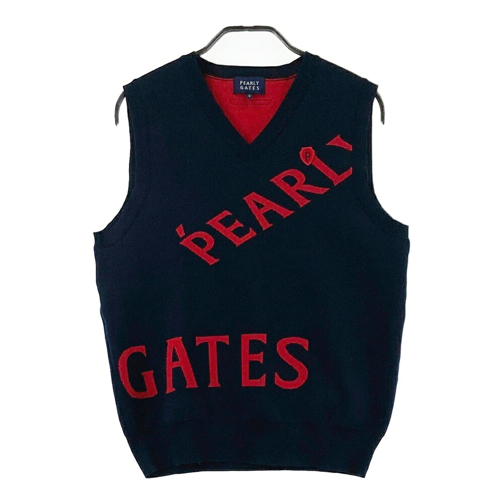 PEARLY GATES パーリーゲイツ ニットベスト ネイビー系 0 【中古】ゴルフウェア レディース
