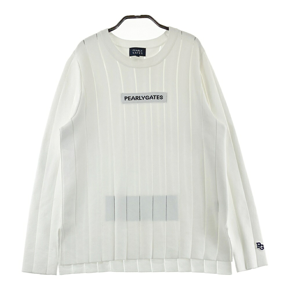 PEARLY GATES パーリーゲイツ  編み物スウェーター 麻混  白いこと系 1 【中古】ゴルフ御召しもの レディース