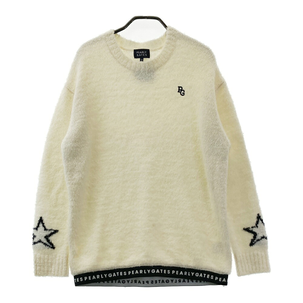 PEARLY GATES パーリーゲイツ  編み物スウェーター  白いこと系 0 【中古】ゴルフ御召しもの レディース