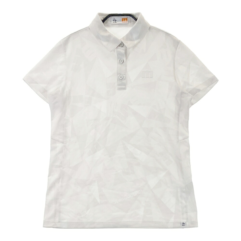 MUNSING WEAR マンシングウェア 半袖ポロシャツ ロゴ総柄 ホワイト系 L 【中古】ゴルフウェア レディース