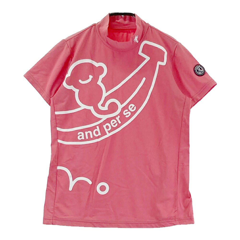 AND PER SE アンパスィ 2025年モデル ハイネック半袖 Tシャツ ピンク系 M 【中古】ゴルフウェア レディース