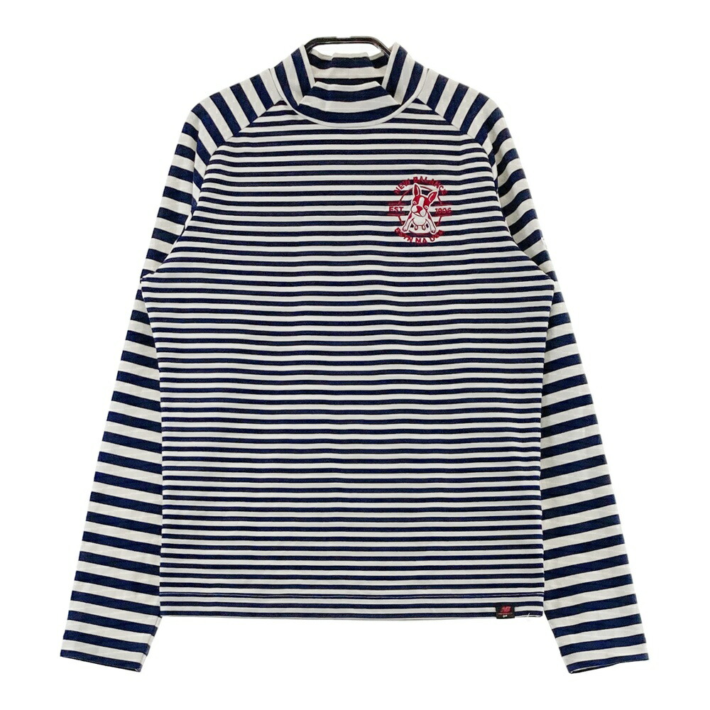 NEW BALANCE GOLF ニューバランス ハイネック 長袖Tシャツ ボーダー柄 ネイビー系 1 【中古】ゴルフウェア レディース
