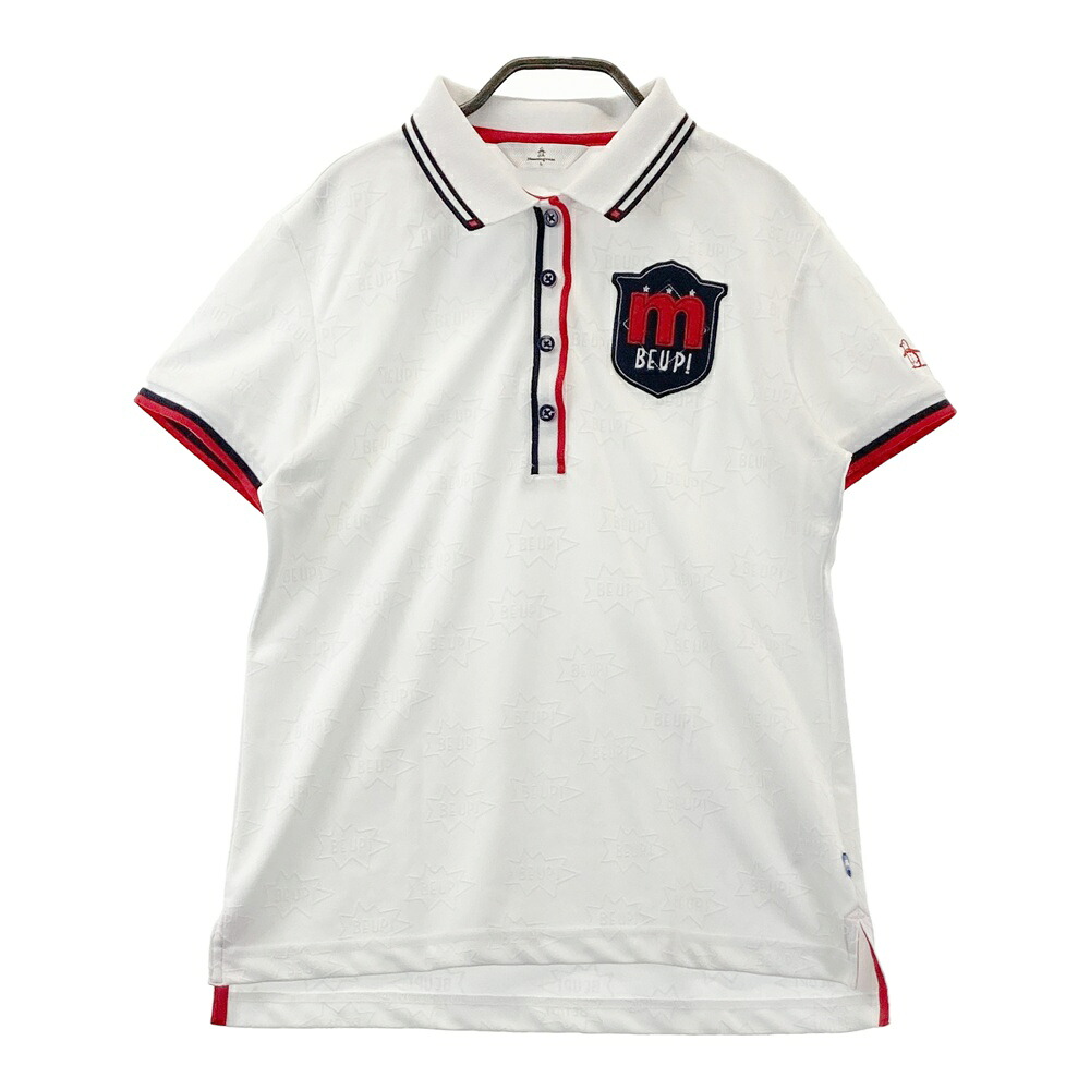MUNSING WEAR マンシングウェア 半袖ポロシャツ 総柄 ホワイト系 L 【中古】ゴルフウェア レディース