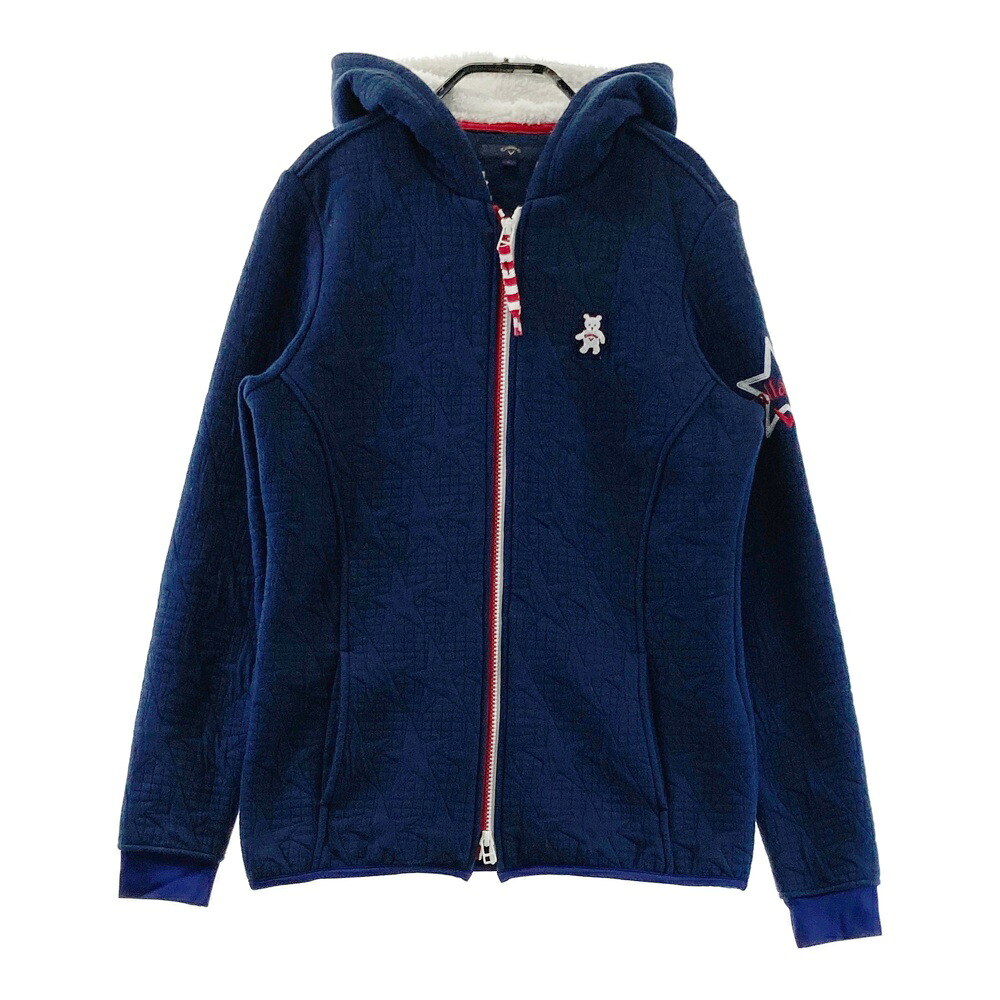 CALLAWAY キャロウェイ 長袖ジップパーカー 星柄 ネイビー系 L 【中古】ゴルフウェア レディース