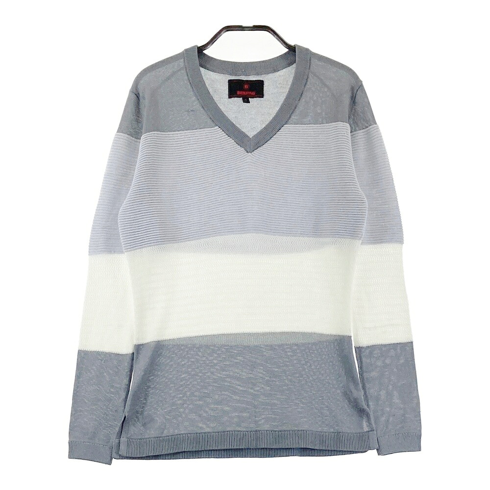 BRIEFING GOLF ブリーフィング  V素っ首 長袖 編み物スウェーター  薄墨色系 S 【中古】ゴルフ御召しもの レディース