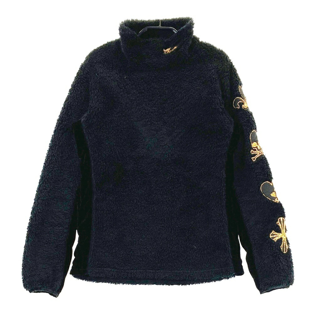 DANCE WITH DRAGON ダンスウィズドラゴン ハイネック 長袖シャツ ボア ブラック系 2 【中古】ゴルフウェア レディース