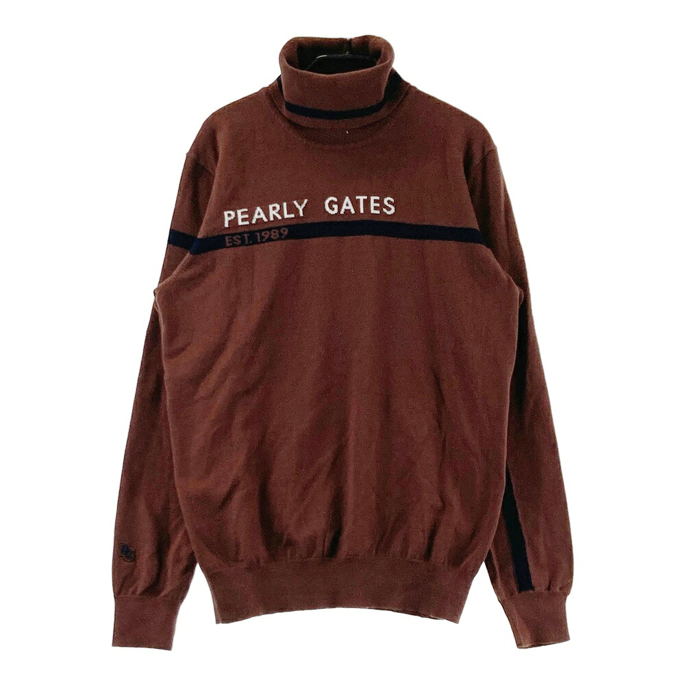 PEARLY GATES パーリーゲイツ  タートルネック 編み物スウェーター  赤銅色系 0 【中古】ゴルフ御召しもの レディース