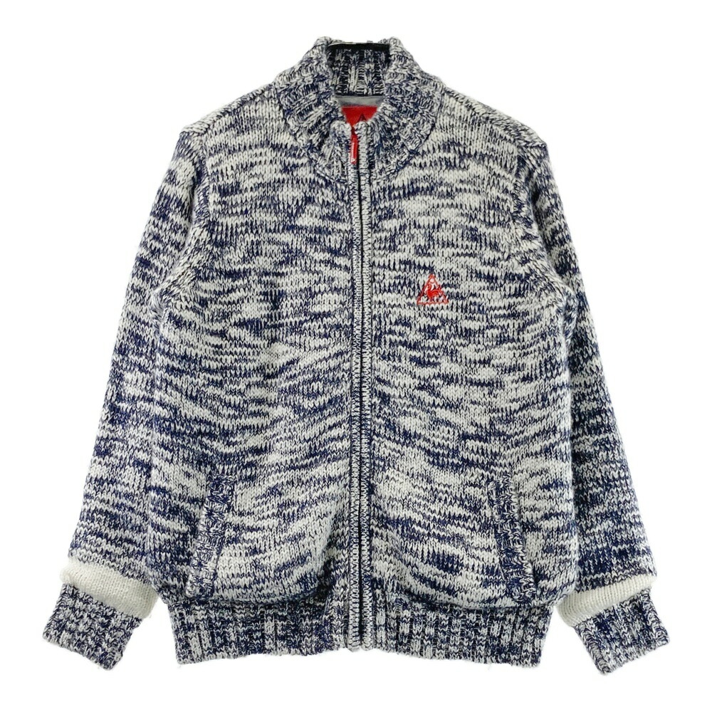 LE COQ GOLF ルコックゴルフ 裏地付 ニット ジップジャケット ネイビー系 L 【中古】ゴルフウェア レディース