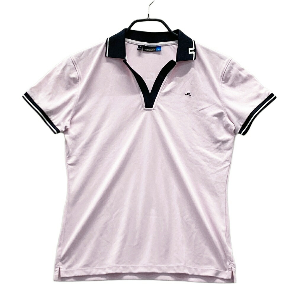 J.LINDEBERG ジェイリンドバーグ 072-27442 半袖ポロシャツ スキッパー ピンク系 M 【中古】ゴルフウェア レディース