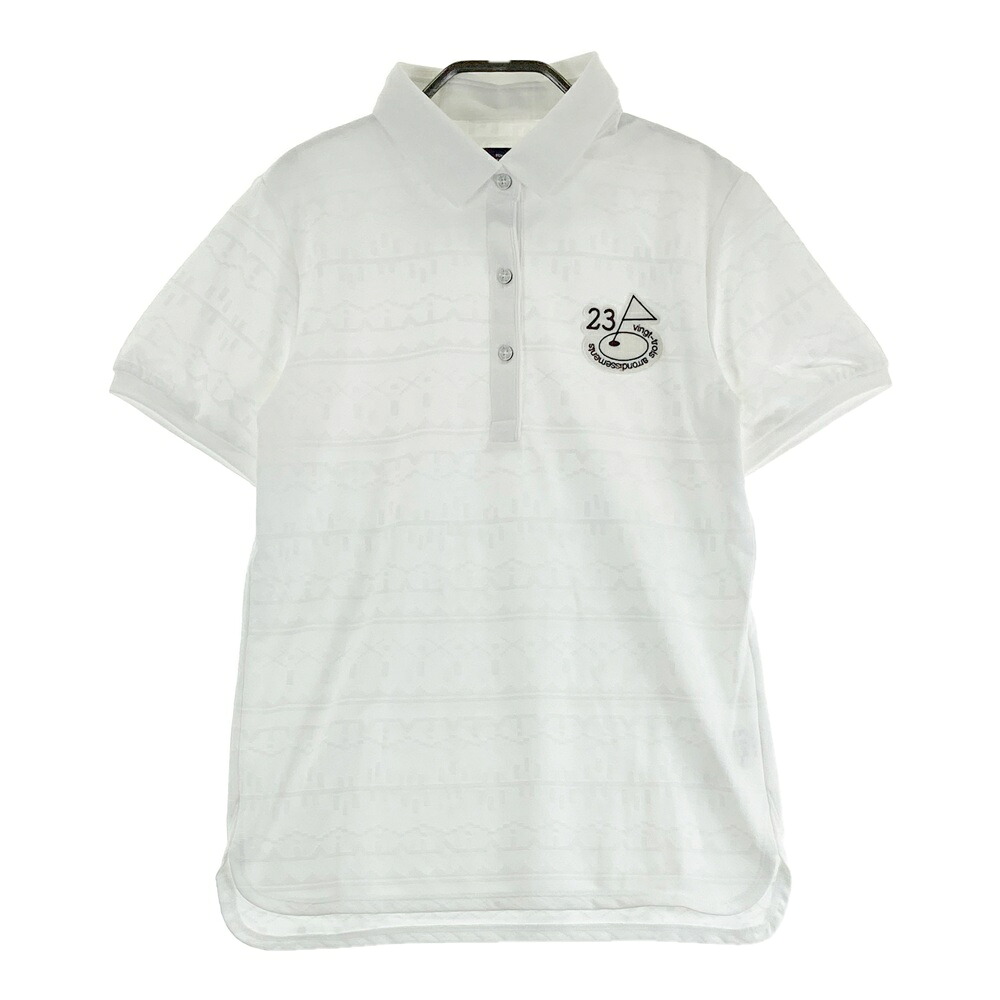23区GOLF ニジュウサンクゴルフ 半袖ポロシャツ 総柄 ホワイト系 1 【中古】ゴルフウェア レディース