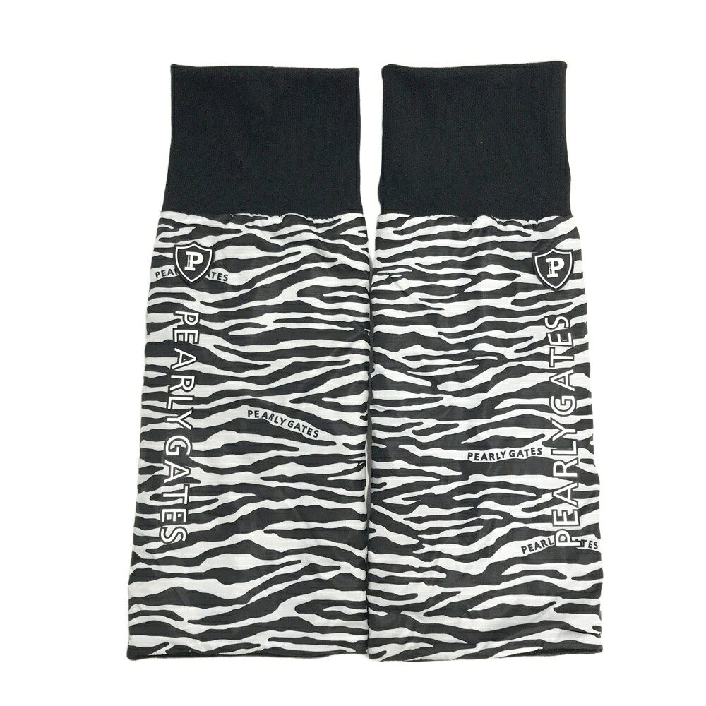 PEARLY GATES パーリーゲイツ 裏フリース レッグウォーマー ゼブラ柄 ネイビー系 FR 【中古】ゴルフウェア