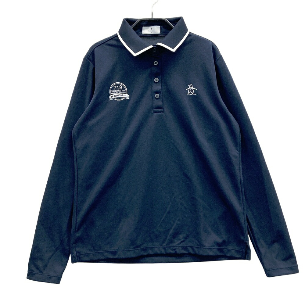 MUNSING WEAR マンシングウェア 2023年モデル 長袖ポロシャツ ネイビー系 L 【中古】ゴルフウェア レディース