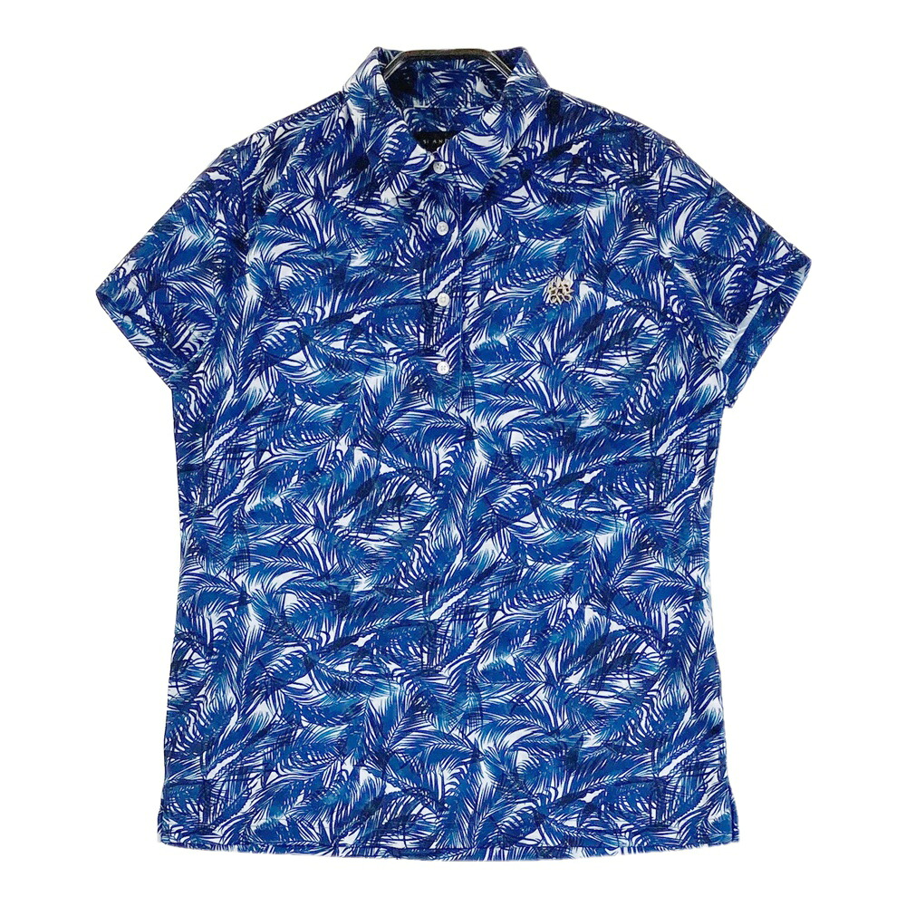 ST ANDREWS セントアンドリュース ; 半袖ポロシャツ ボタニカル 総柄 ネイビー系 M 【中古】ゴルフウェア レディース