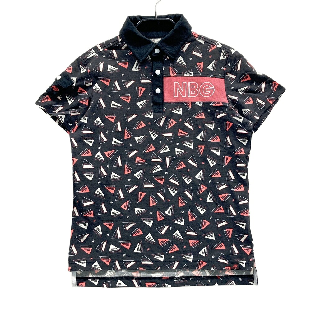 NEW BALANCE GOLF ニューバランス 半袖ポロシャツ 総柄 ブラック系 1 【中古】ゴルフウェア レディース
