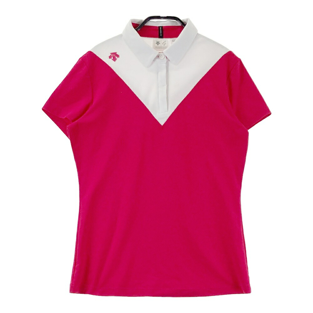 DESCENTE GOLF デサントゴルフ 半袖ポロシャツ ピンク系 M 【中古】ゴルフウェア レディース