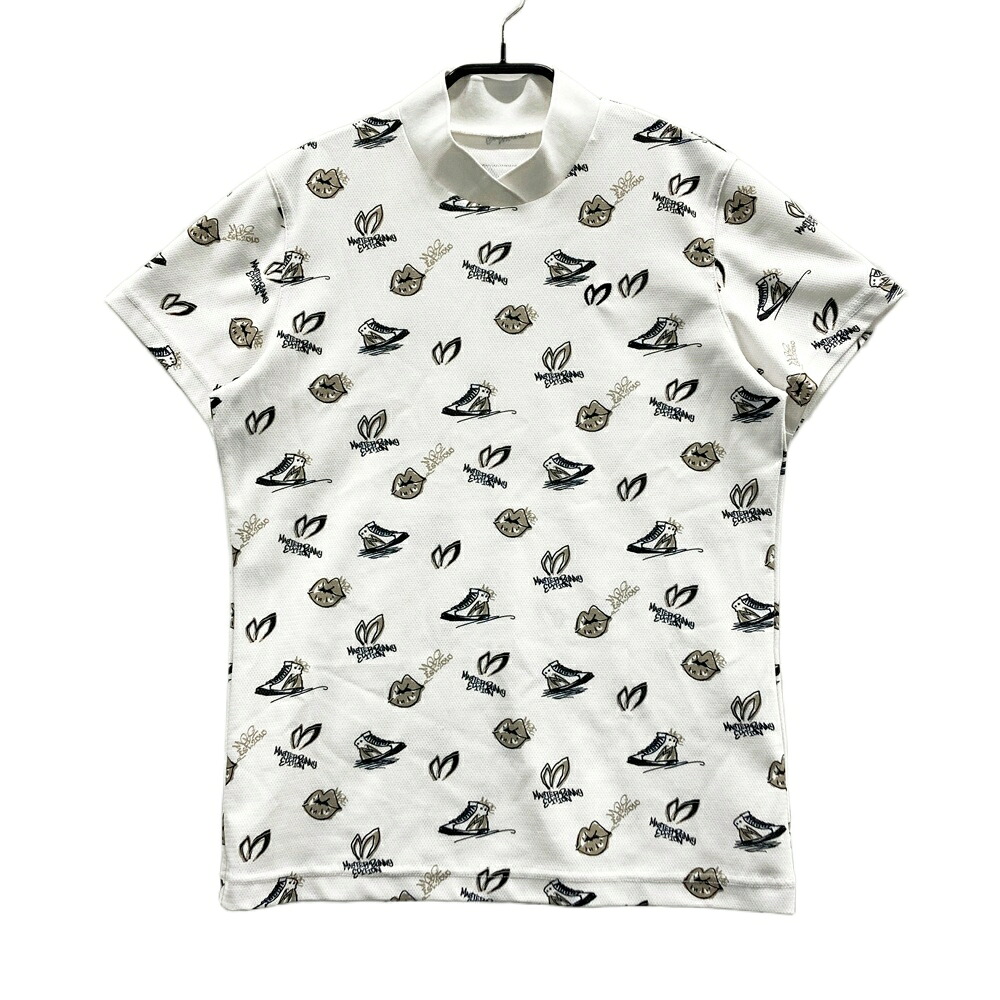 MASTER BUNNY EDITION マスターバニーエディション 2024年モデル ハイネック 半袖Tシャツ 総柄 ホワイト系 0 【中古】ゴルフウェア レディース