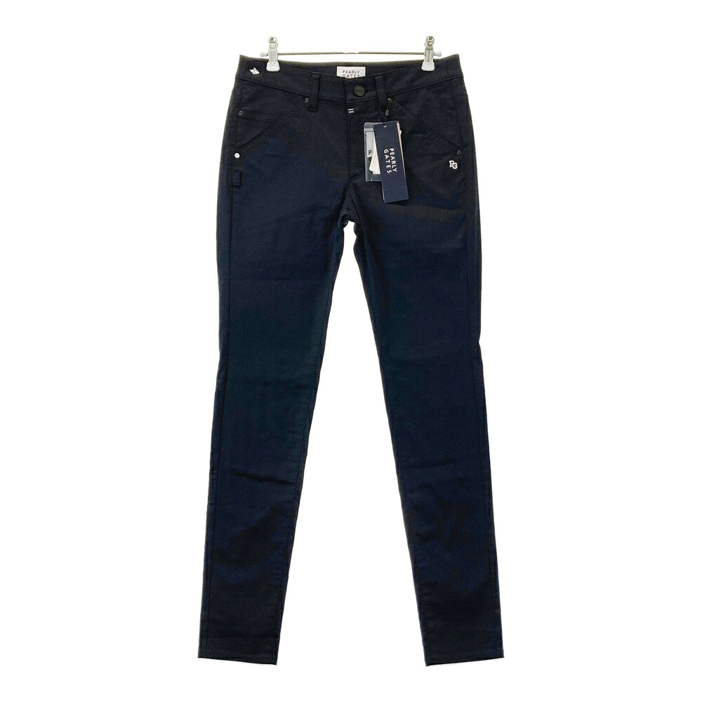 PEARLY GATES パーリーゲイツ ストレッチ ロングパンツ ブラック系 1 【中古】ゴルフウェア レディース