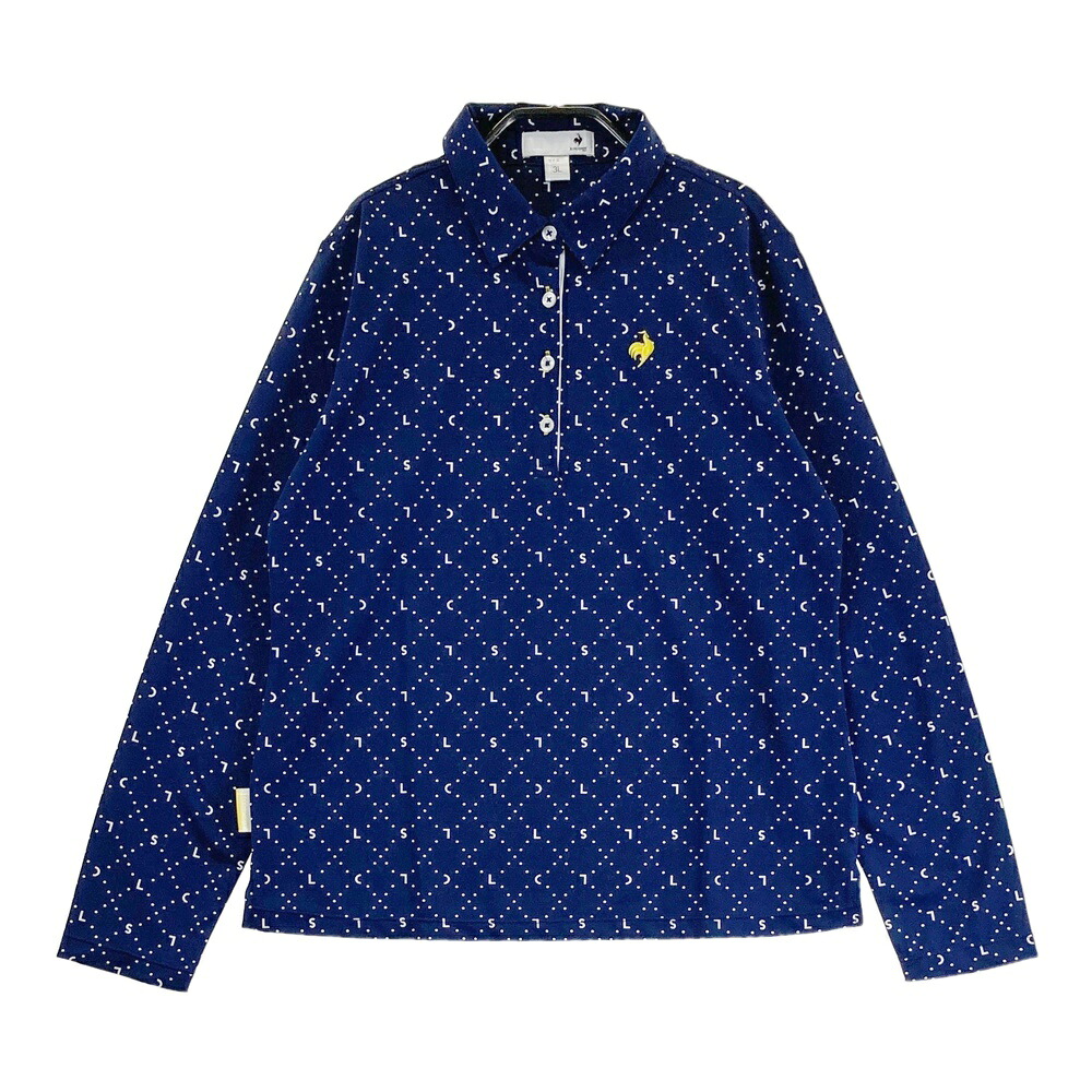 LE COQ GOLF ルコックゴルフ 長袖ポロシャツ 総柄 ネイビー系 3L 【中古】ゴルフウェア レディース 4,990円