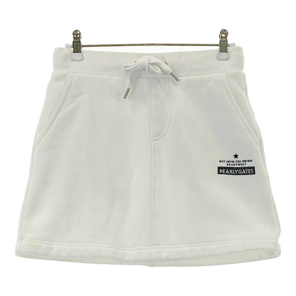 PEARLY GATES パーリーゲイツ 裏フリース ウール混 スカート ホワイト系 0 【中古】ゴルフウェア レディース