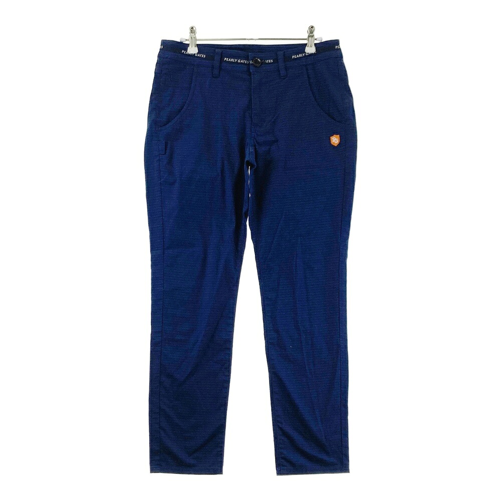 PEARLY GATES パーリーゲイツ ストレッチパンツ 総柄 ブルー系 1 【中古】ゴルフウェア レディース